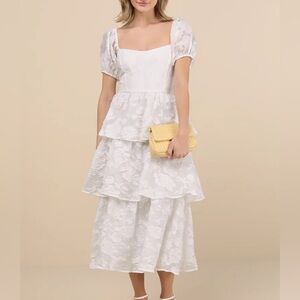 Lulu's White Tiered Lace Dress